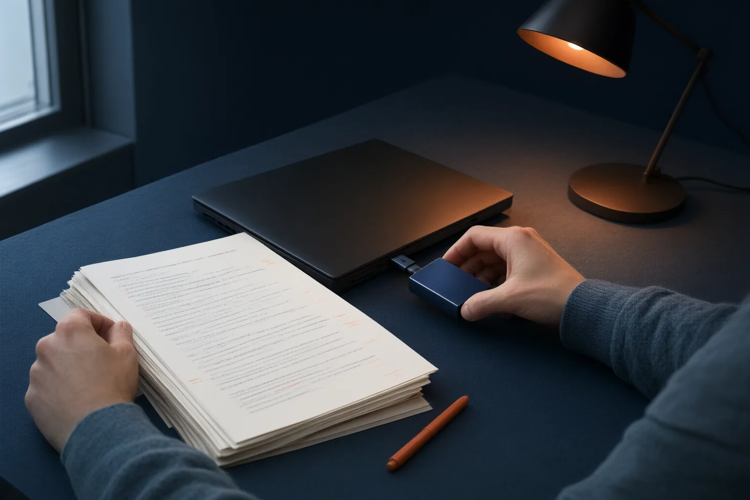 Editorial scene showing practical next steps for How to Compare Offline AI Capabilities in Screenwriting Software